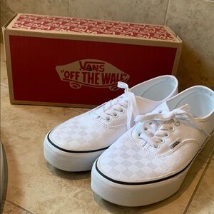 Vans White Checkered Sneakers